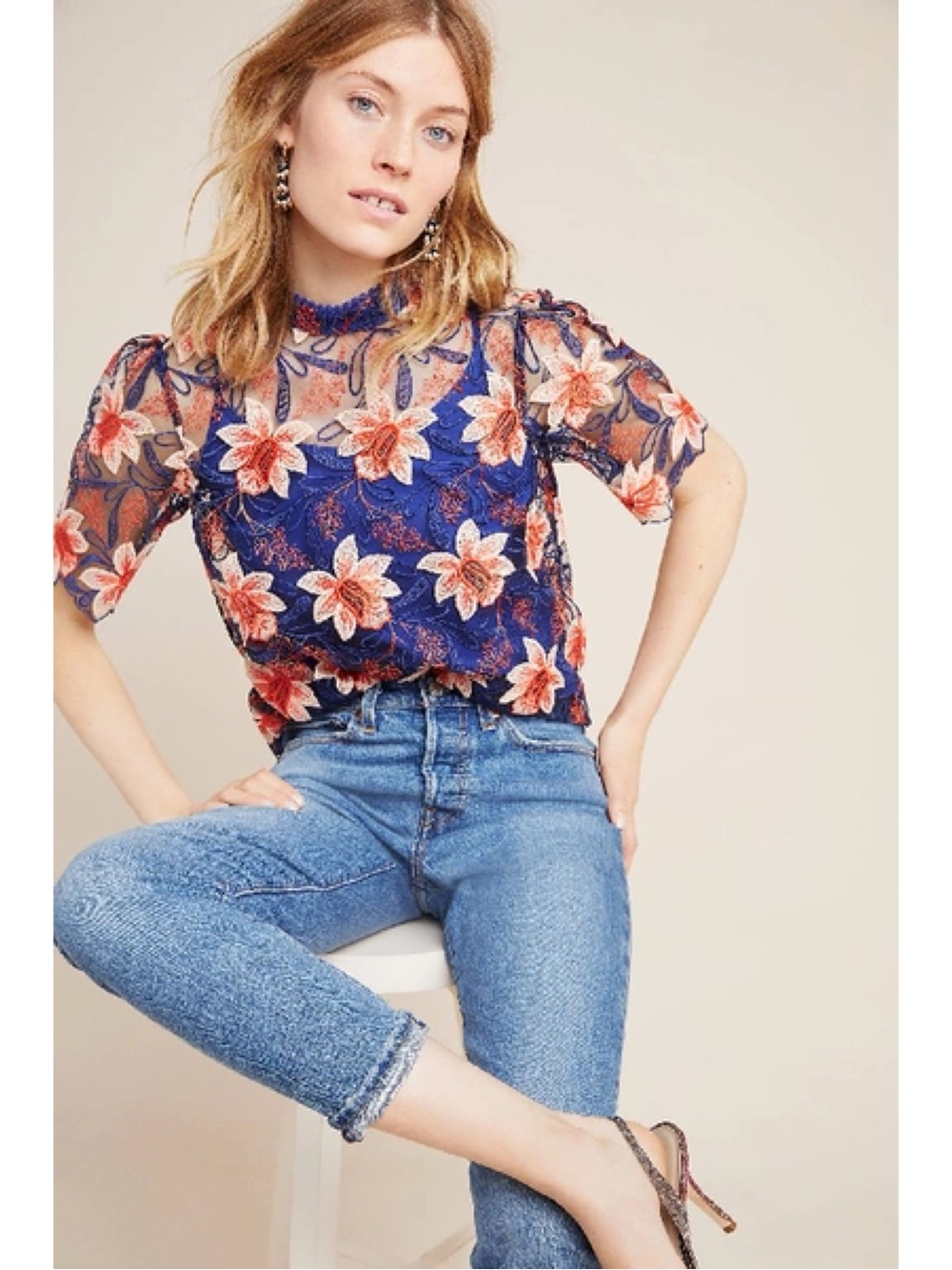 Anthropology Callaway Swing Blouse In Blue